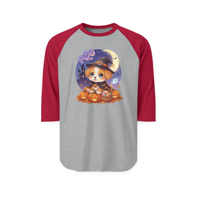 Halloween cute puppy anime style 5 Raglan Shirt, Cute Pet Shirt, Fall Apparel, Unisex Halloween Outfit, Gift for Dog Lovers, Spooky Season Tee