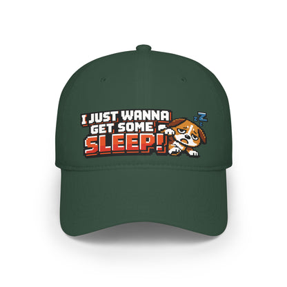 I Just Wanna Get Some Sleep Pixel Dog Low Profile Cap Hat