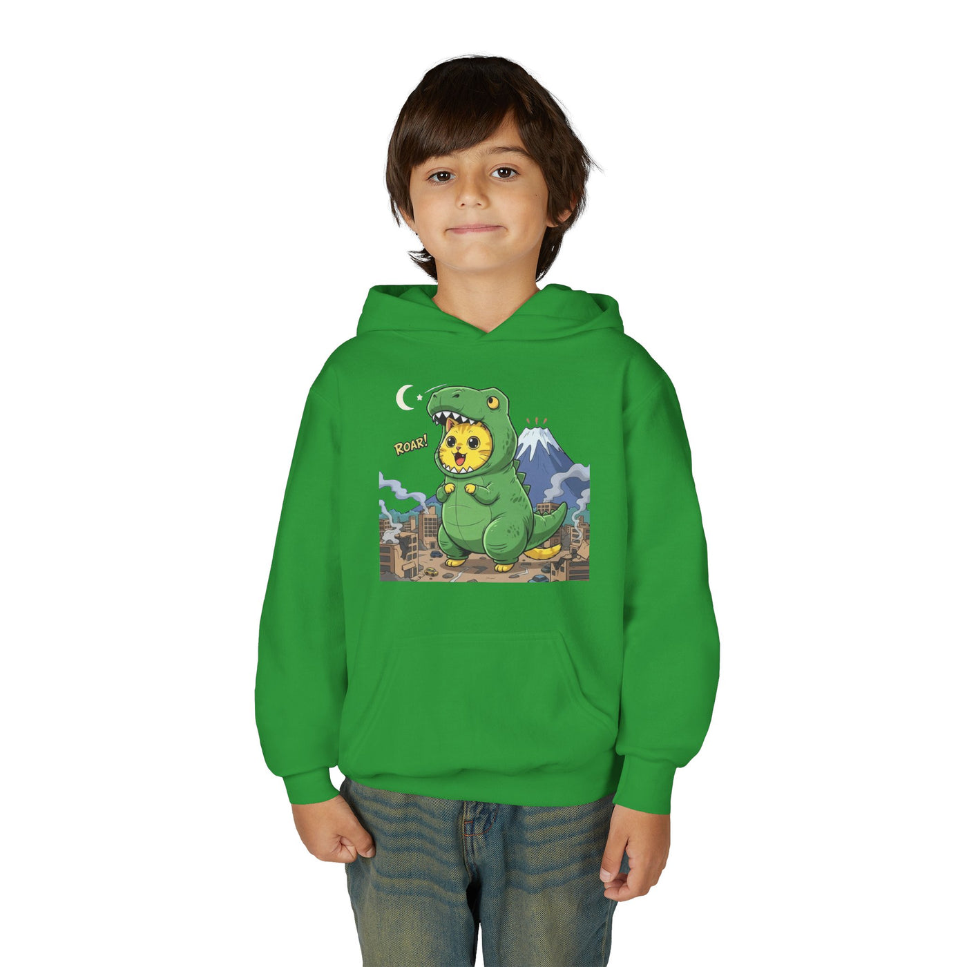 Cat cosplay Godzilla style 1 Unisex Kids Hoodie - Fun & Cozy Heavy Blend Sweatshirt with Cute Design