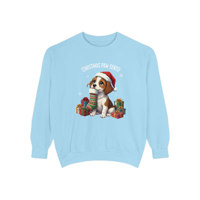 Cute Puppy waiting for Christmas presents style 3 Cozy Graphic Unisex Crewneck Sweatshirt