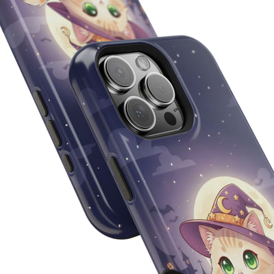 Halloween cute kitten anime style 4 Magnetic Phone Case, Cat Lover Gift, Impact-Resistant iPhone Case, Funny Pet Accessory, Unique Animal Design