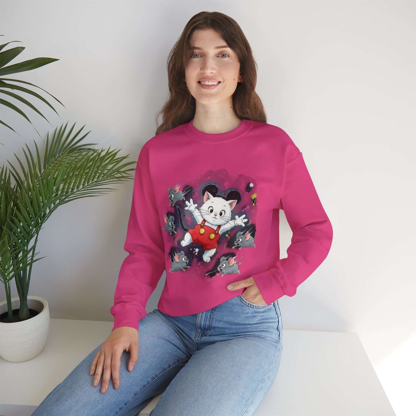 Watercolor Cat painting Unisex Crewneck Sweatshirt style 2