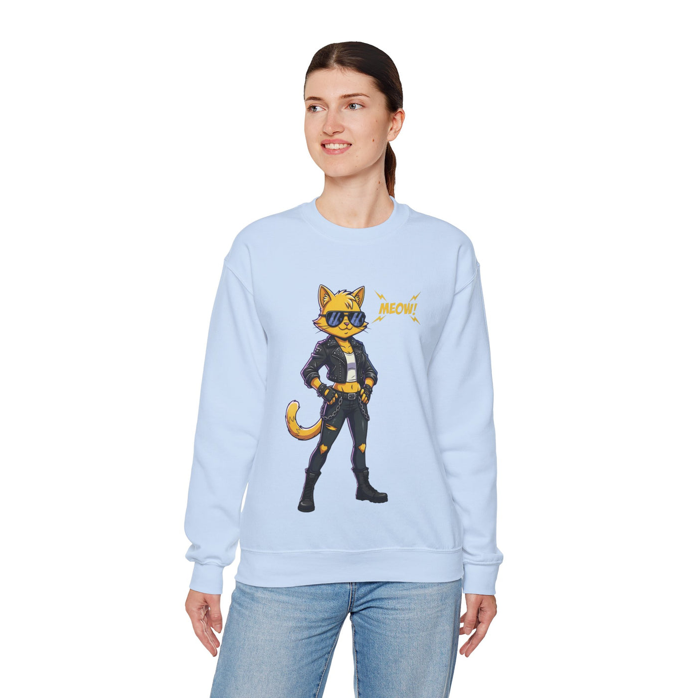 Cool Cat style 4 Unisex Crewneck Sweatshirt | Cozy Gift for Cat Lovers, Casual Wear, Unique Graphic Sweatshirt, Birthday Gift, Everyday Style