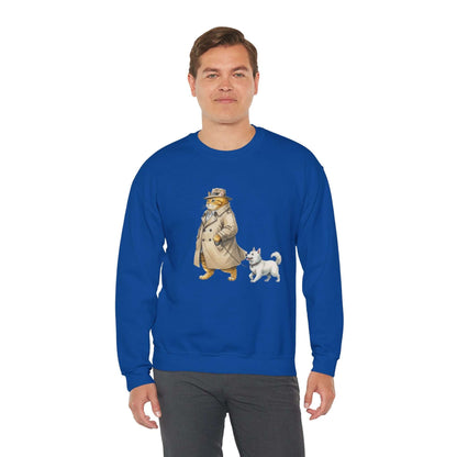 Watercolor Cat & Dog painting unisex Crewneck Sweatshirt style 2