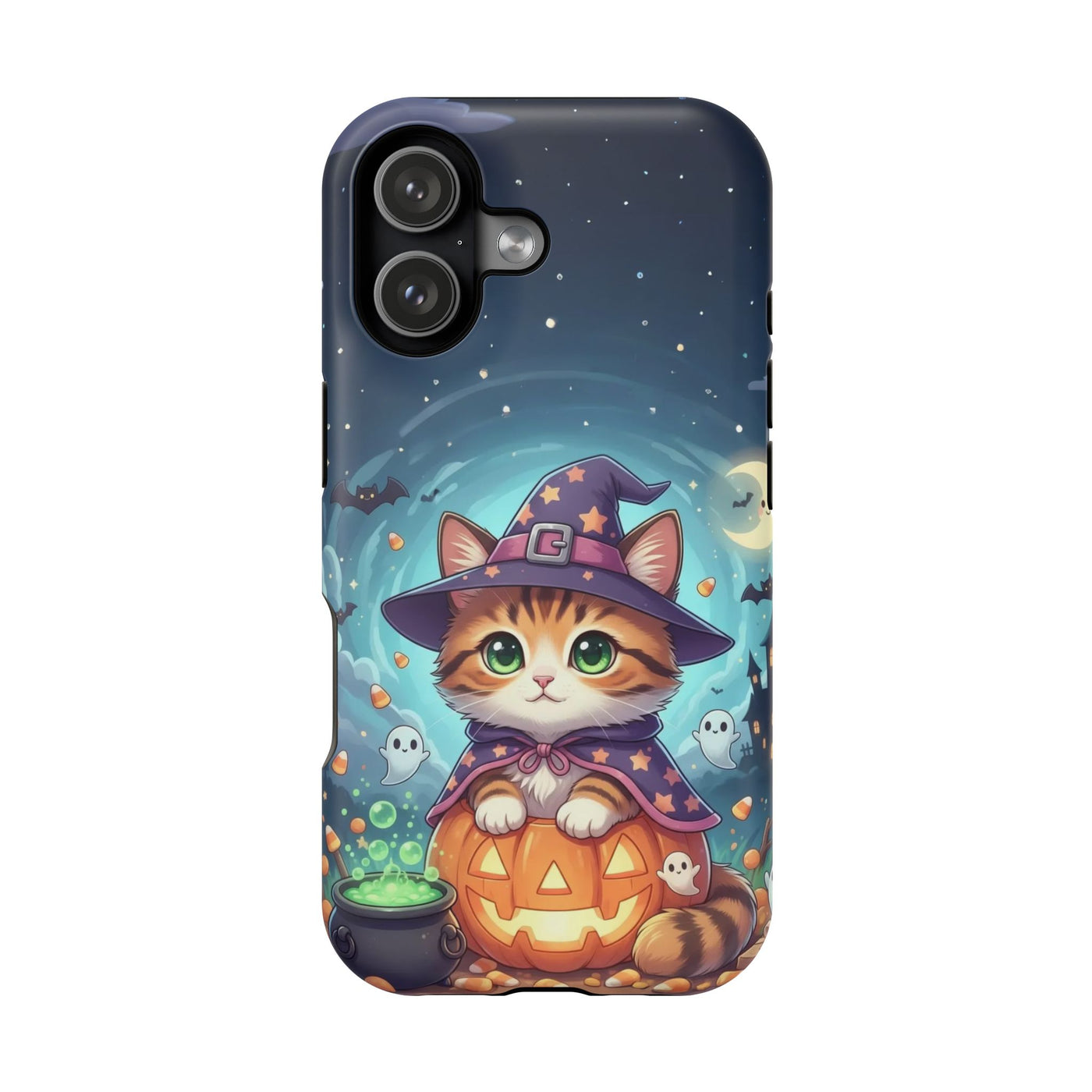 Halloween cute kitten anime style 2 Magnetic Phone Case, Cat Lover Gift, Impact-Resistant iPhone Case, Funny Pet Accessory, Unique Animal Design