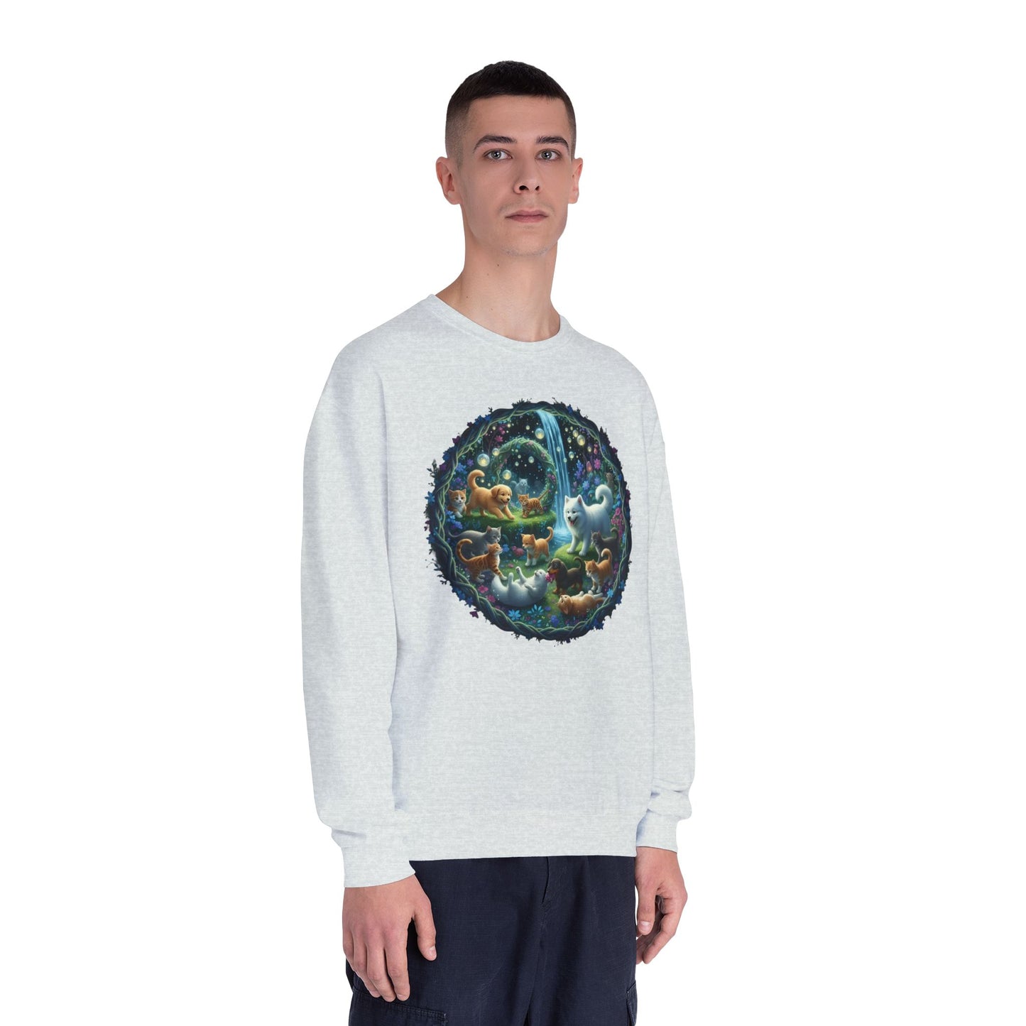 Cats & Dogs Happy Garden Unisex NuBlend Crewneck Sweatshirt style2