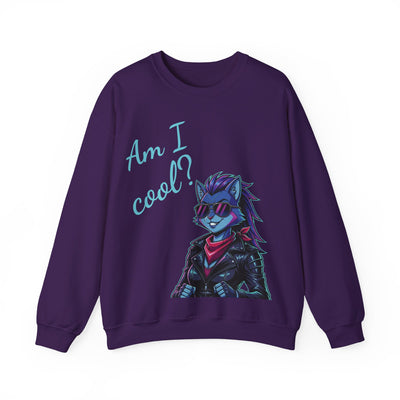 Cool Cat style 2 Unisex Crewneck Sweatshirt | Cozy Gift for Cat Lovers, Casual Wear, Unique Graphic Sweatshirt, Birthday Gift, Everyday Style