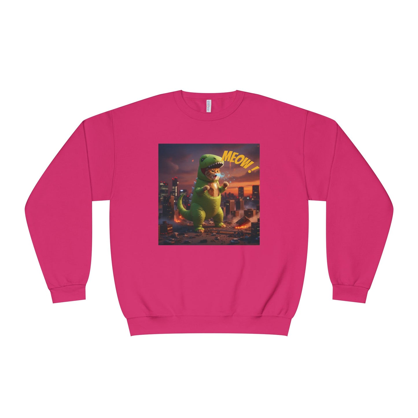 Tyrannosaurus Cat in city Unisex NuBlend Sweatshirt style 2
