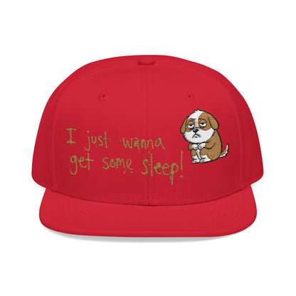 I just wanna get some sleep Embroidered Cute Puppy Snapback Hat