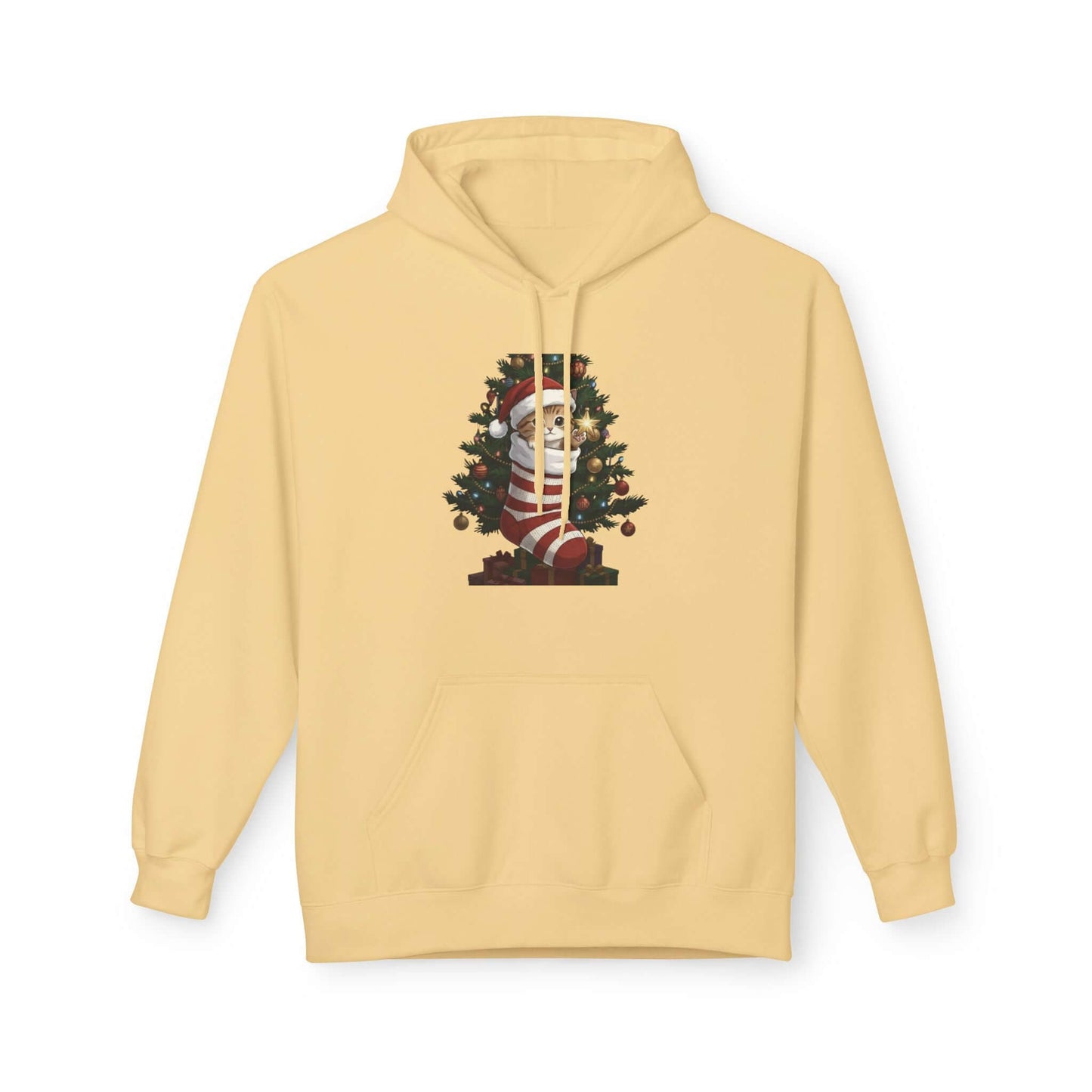 Kitten hiding in Christmas stocking Unisex Fleece Hoodie style 3