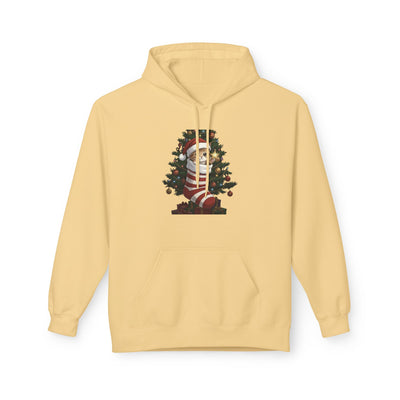 Adorable kitten hiding in Christmas stocking style 3 Cozy Graphic Unisex Midweight Softstyle Fleece Hoodie