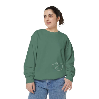 Sleeping cat shadow Graphic Unisex Crewneck Sweatshirt style 1 White