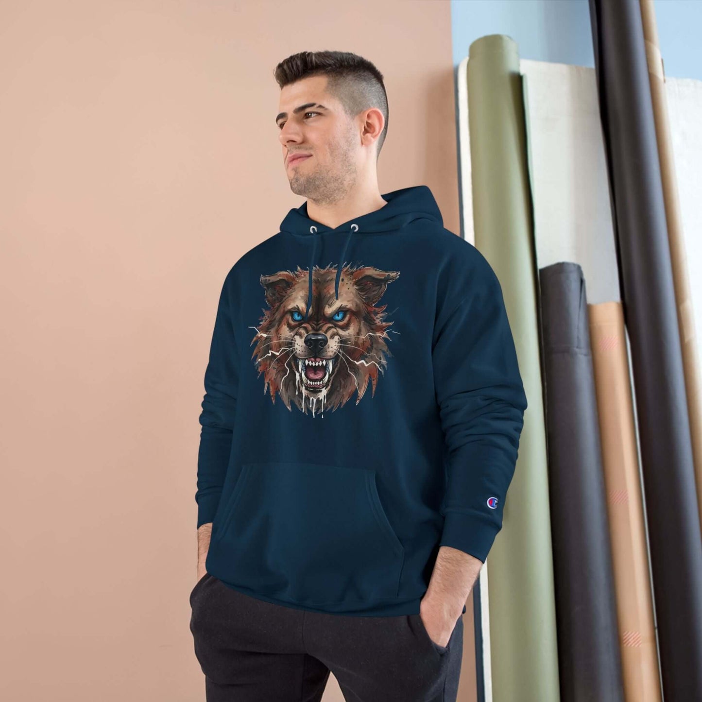 Angry Dog Men and Women Champion Hoodie style 3
