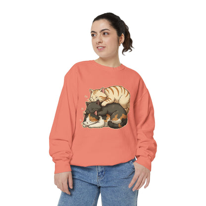 3 Cute Sleeping Cats Cozy Graphic Unisex Crewneck Sweatshirt style 4