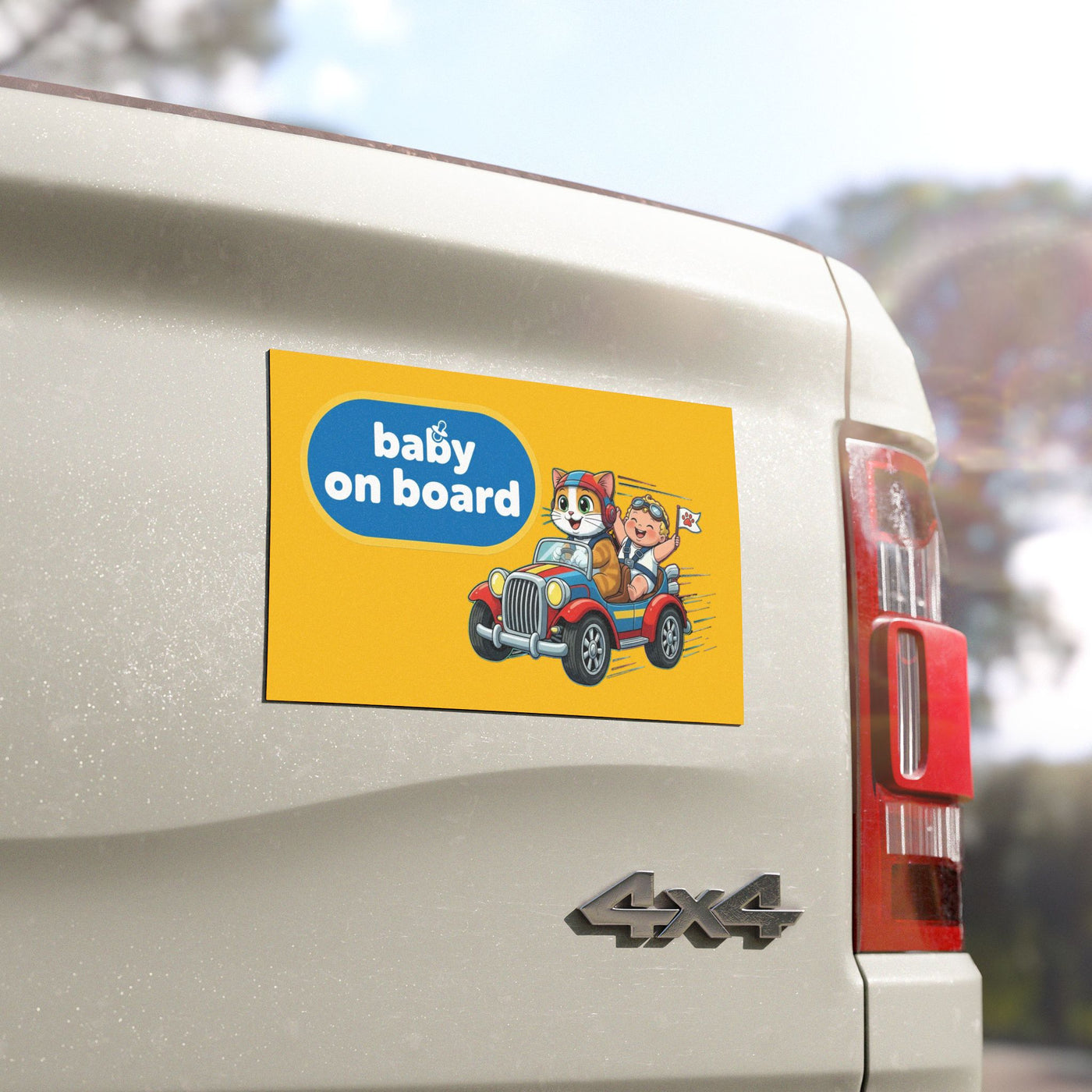 Baby on Board - Cat Driving Baby | Car Magnet