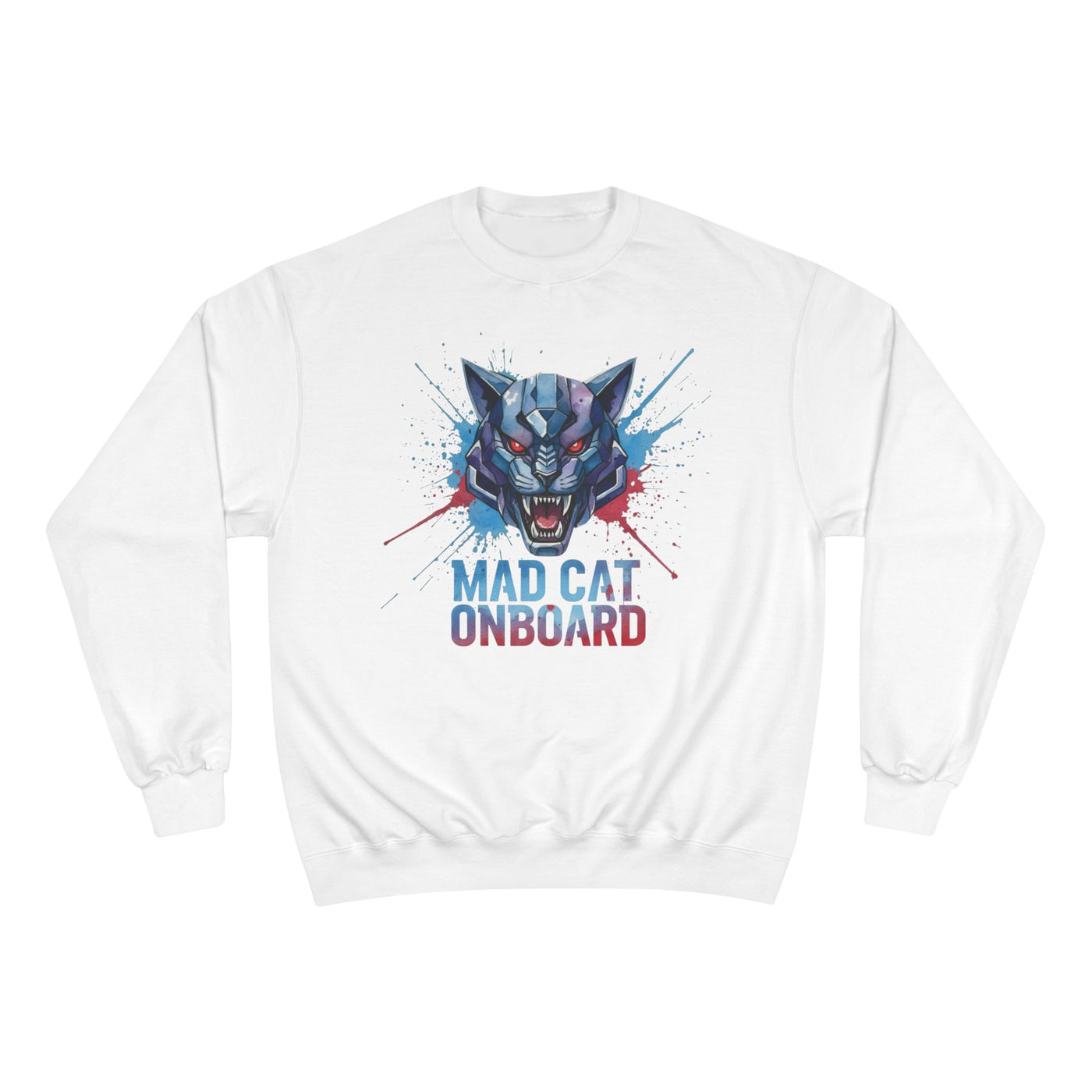 Mad Cat Onboard Graphic style 3 Champion Crewneck Sweatshirt for Gamers & Sci‑Fi Fans