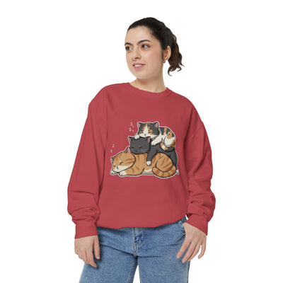 3 Cute Sleeping Cats style 7 Cozy Graphic Unisex Crewneck Sweatshirt