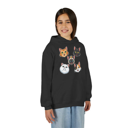 Fun Cat Heads Unisex Youth & Kids Heavy Blend Hoodie