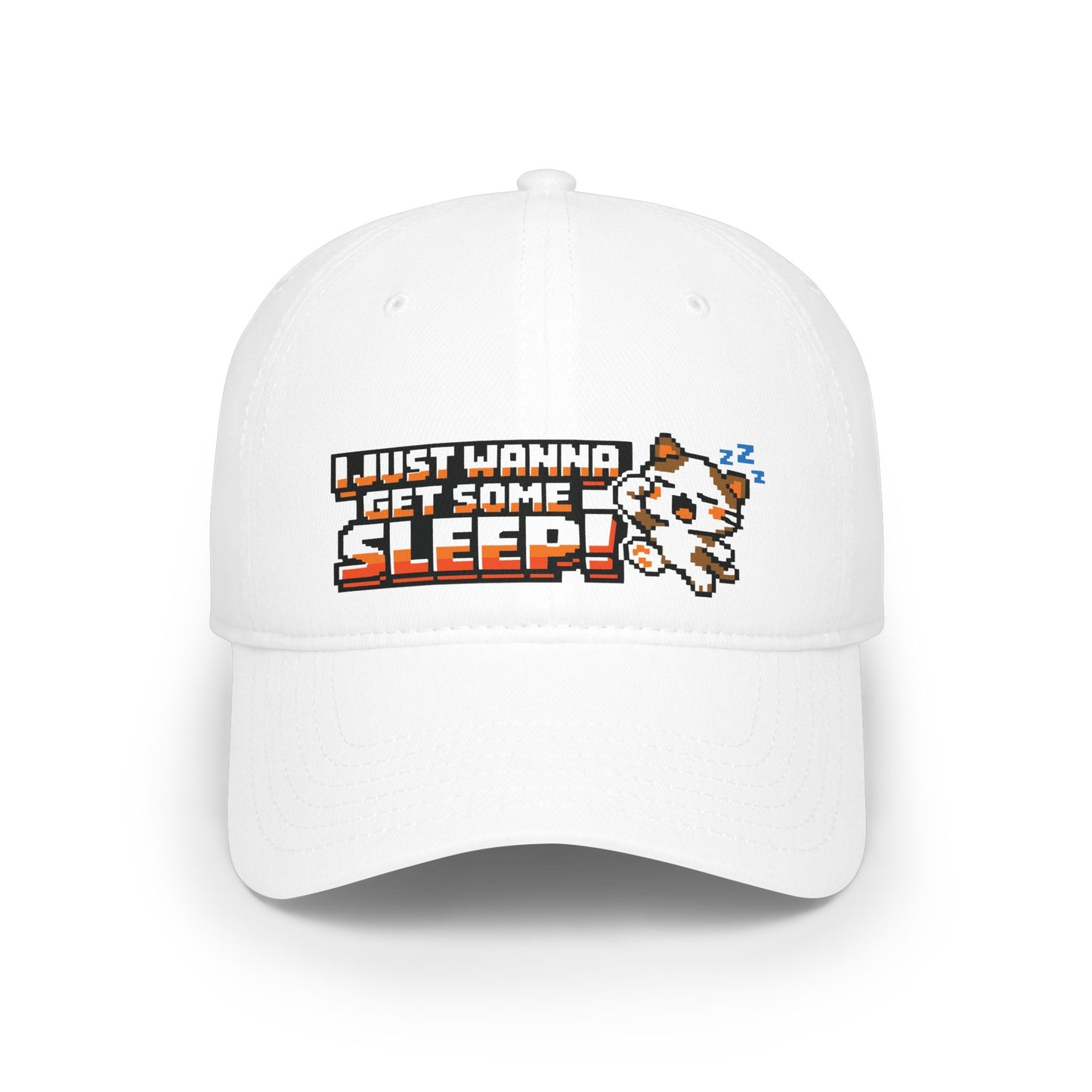 I Just Wanna Get Some Sleep Pixel Cat Low Profile Cap Hat