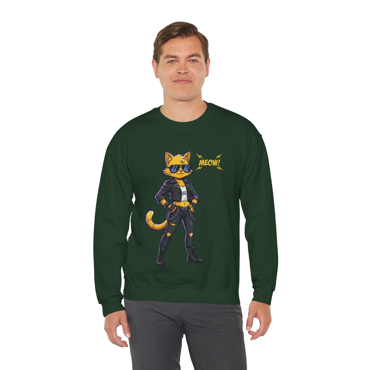 Cool Cat Unisex Heavy Blend Crewneck Sweatshirt style 4