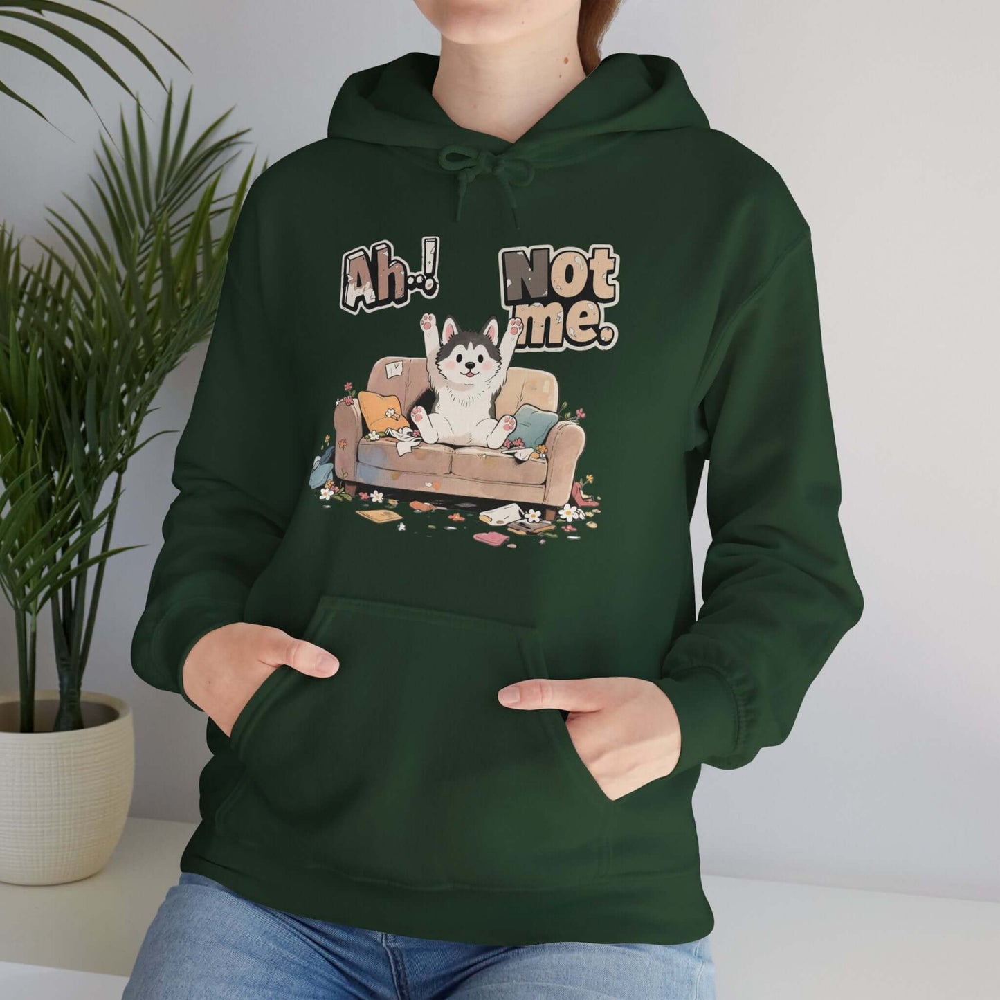 Ah Not Me - Cute Husky Unisex Pullover Hoodie for Dog Lover