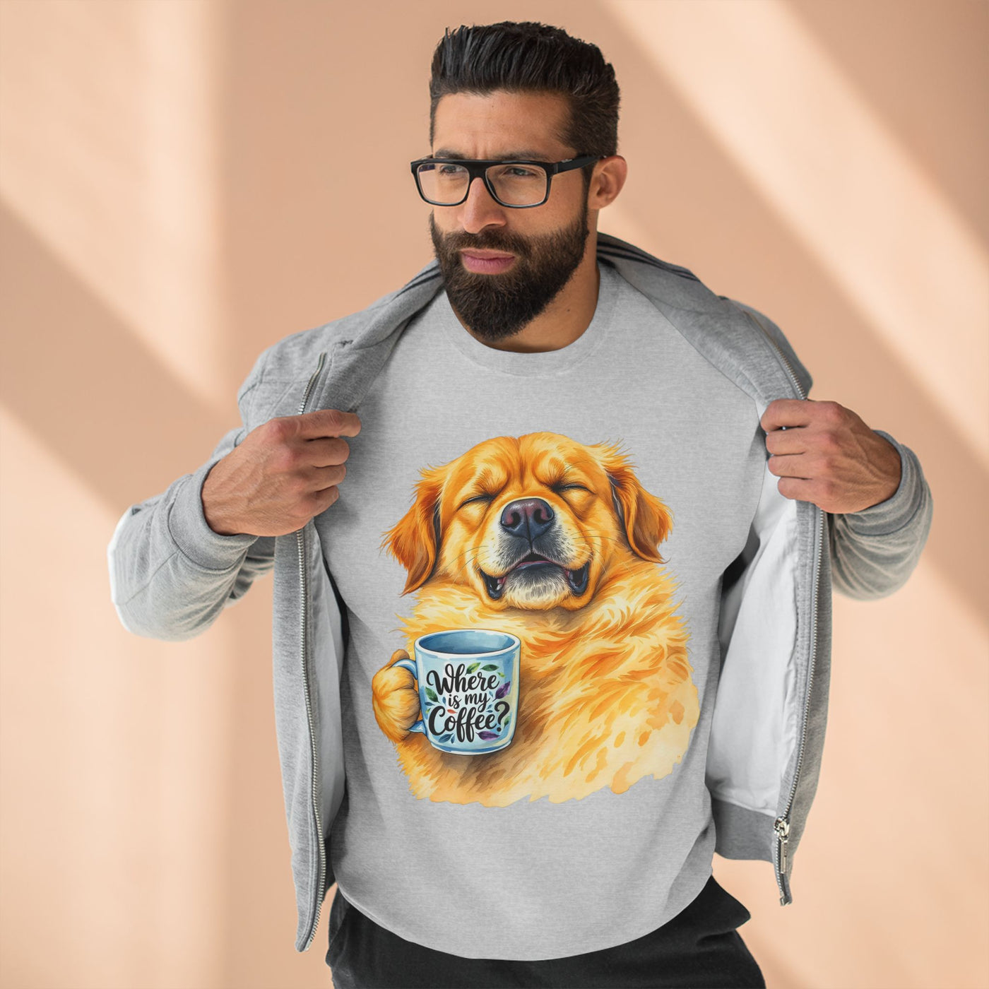 "Where is my coffee?" Dog Watercolor style 1 Unisex Crewneck Sweatshirt