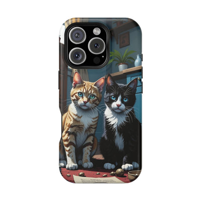 Cute Cats Magnetic Phone Case comic style 4, Cat Lover Gift, Impact-Resistant iPhone Case, Funny Pet Accessory, Unique Animal Design