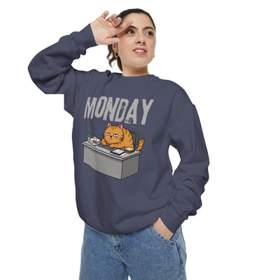 Monday Face Cat Stares Blankly Unisex Crewneck Sweatshirt style 6