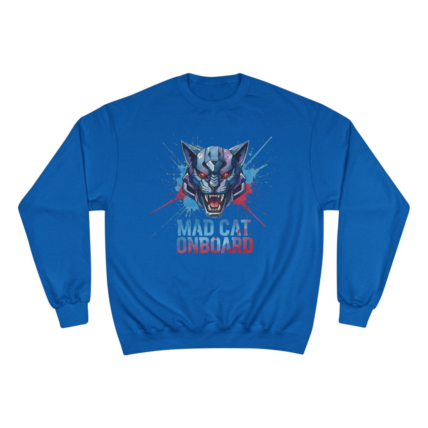 Mad Cat Onboard Graphic style 3 Champion Crewneck Sweatshirt for Gamers & Sci‑Fi Fans