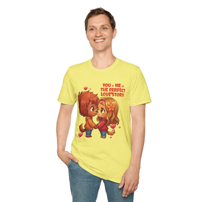 You + Me = The Perfect Love Story Dog Couple Unisex T-shirt