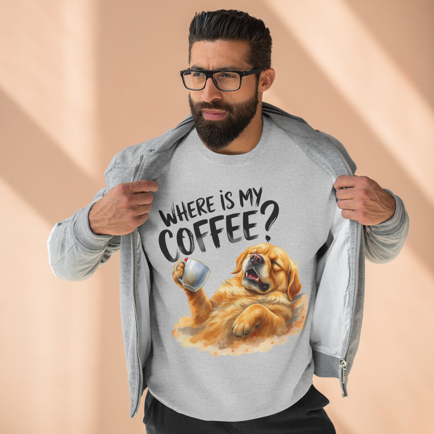 "Where is my coffee?" Dog Watercolor style 2 Unisex Crewneck Sweatshirt
