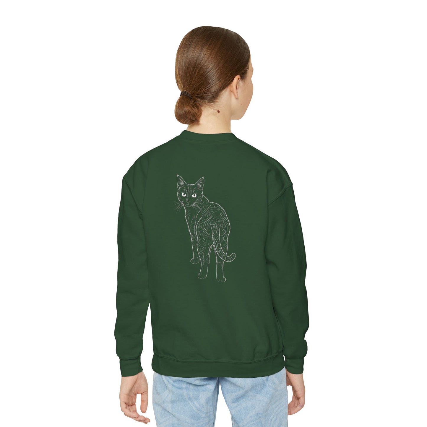 Black Cat - Cozy Unisex Youth Crewneck Sweatshirt style 1