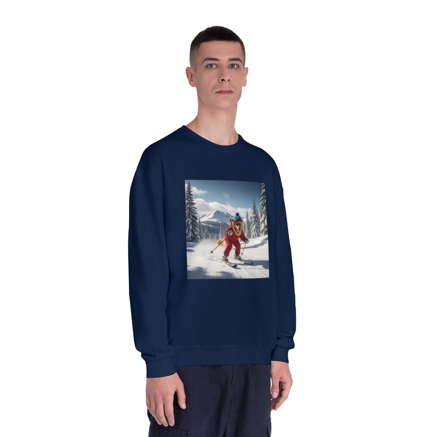 Skiing Dog Graphic Unisex NuBlend Crewneck Sweatshirt