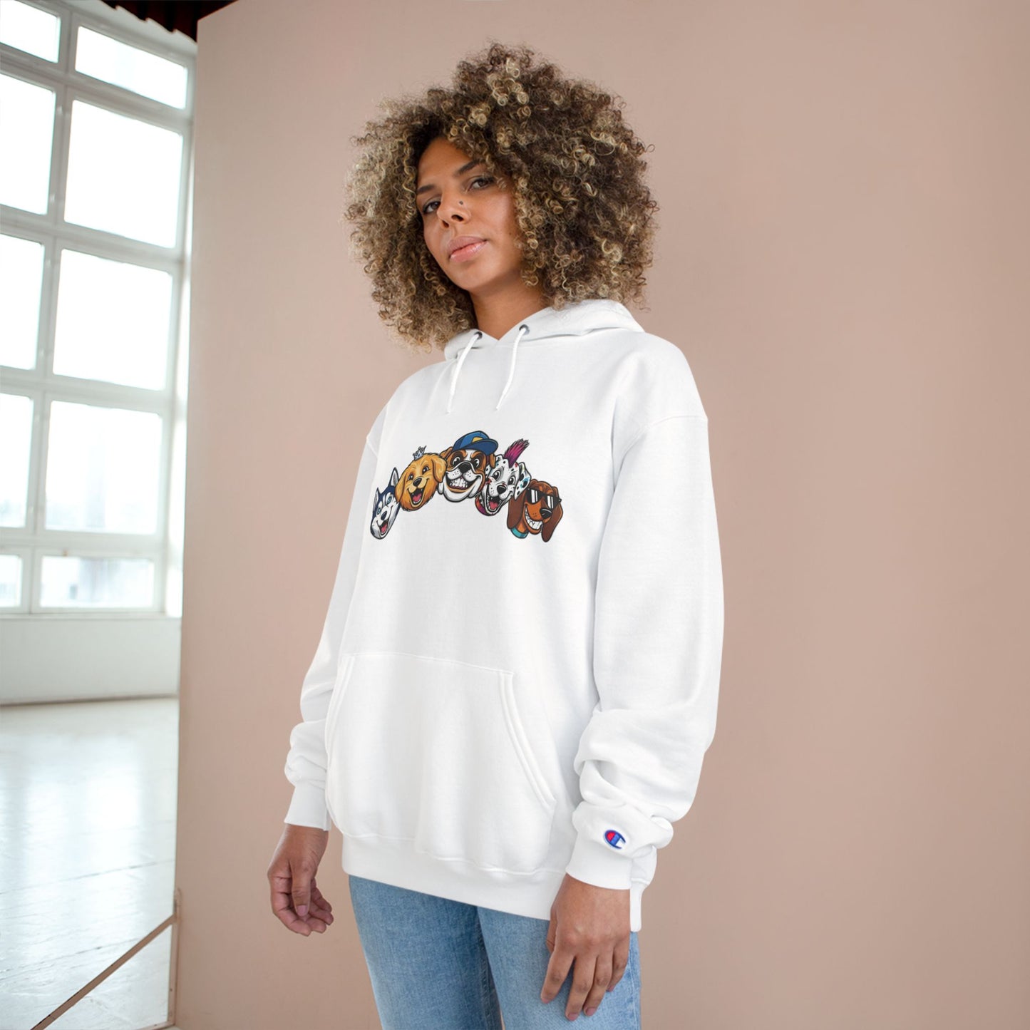 Playful Dog Faces Cozy Unisex Champion Pullover Hoodie