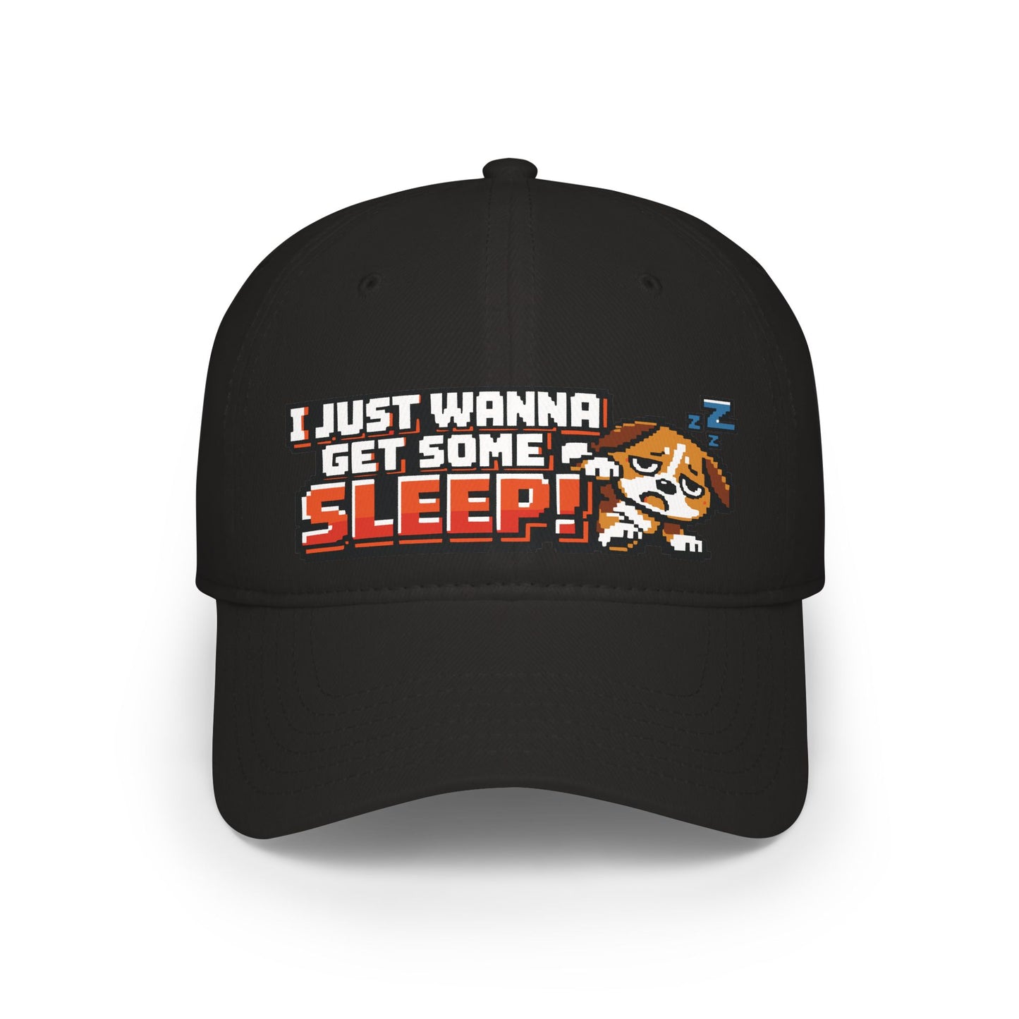 I Just Wanna Get Some Sleep Pixel Dog Low Profile Cap Hat