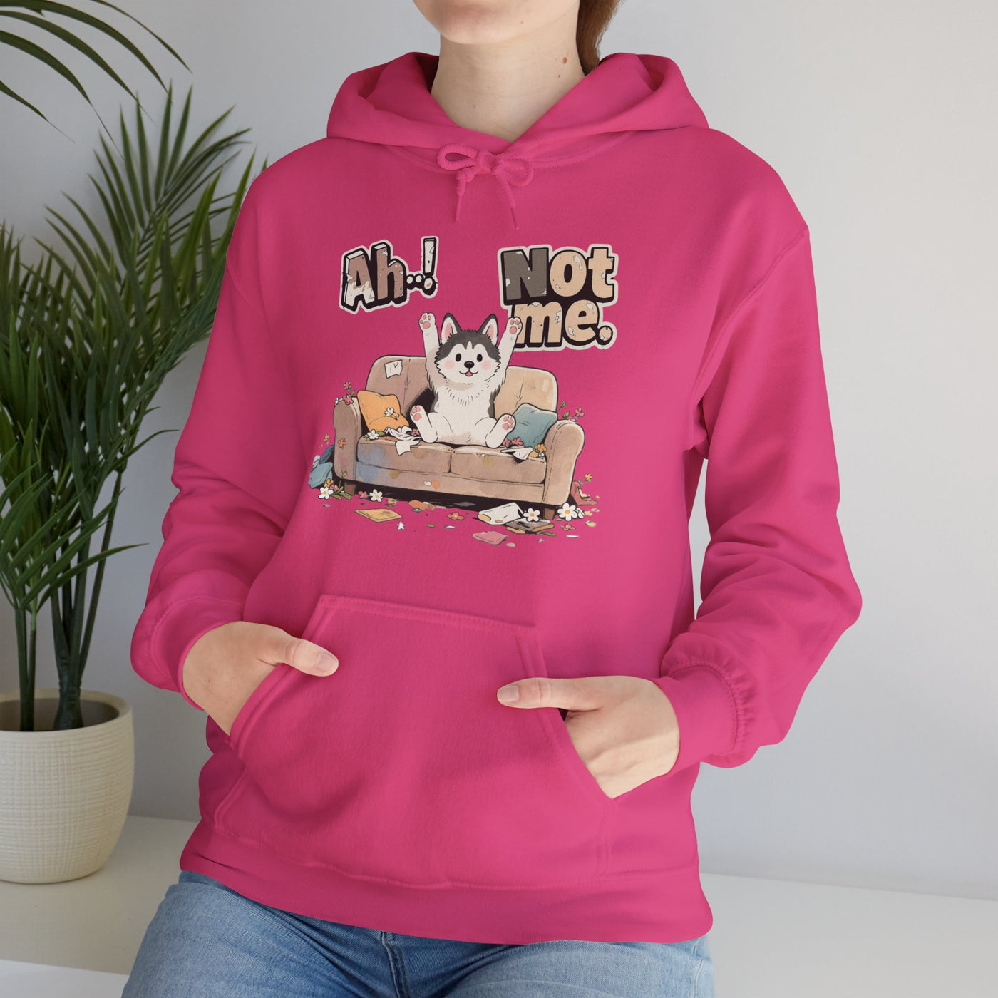 Ah! Not Me. Cute Husky Unisex Pullover Hoodie for Dog Lover