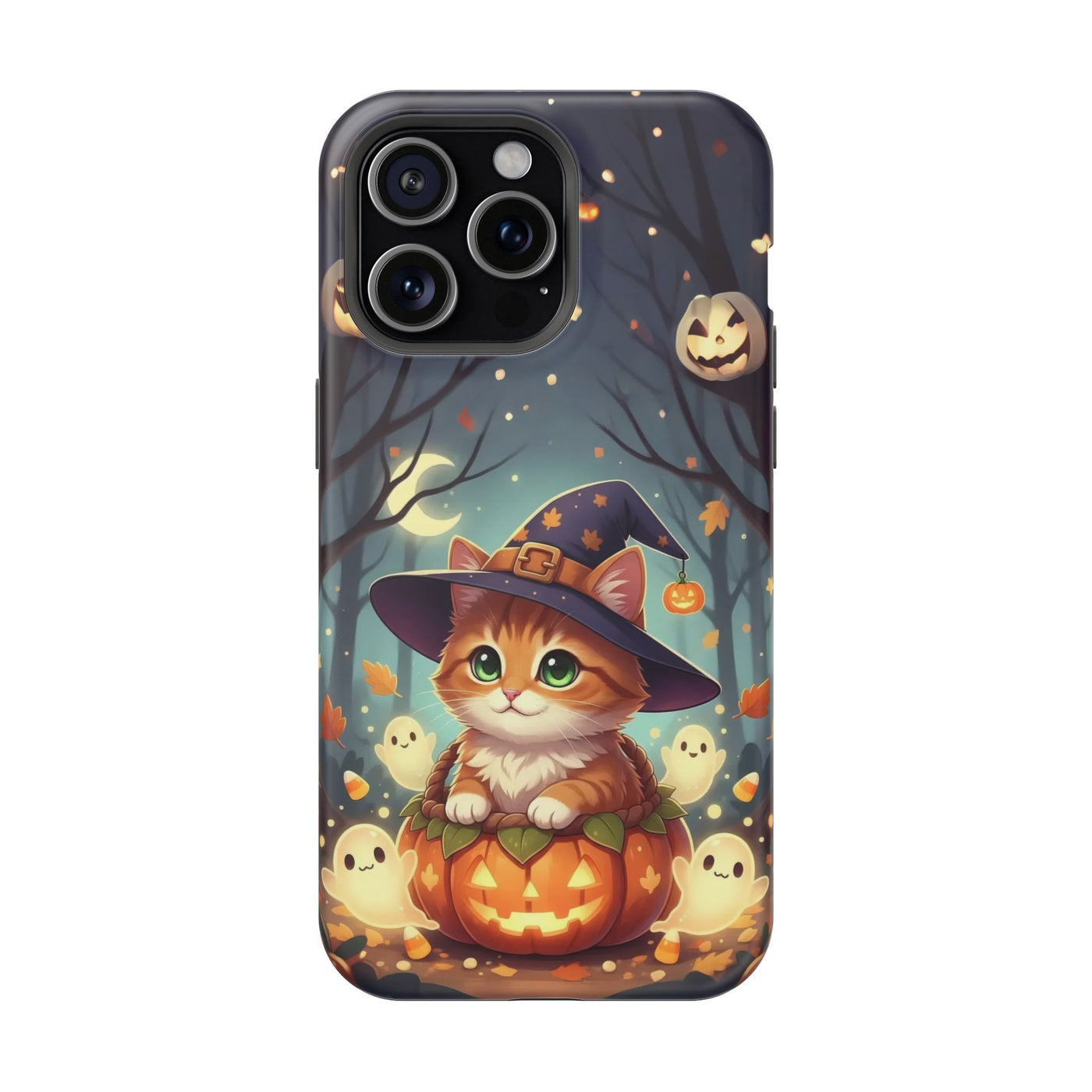 Halloween cute kitten anime style 3 Magnetic Phone Case, Cat Lover Gift, Impact-Resistant iPhone Case, Funny Pet Accessory, Unique Animal Design