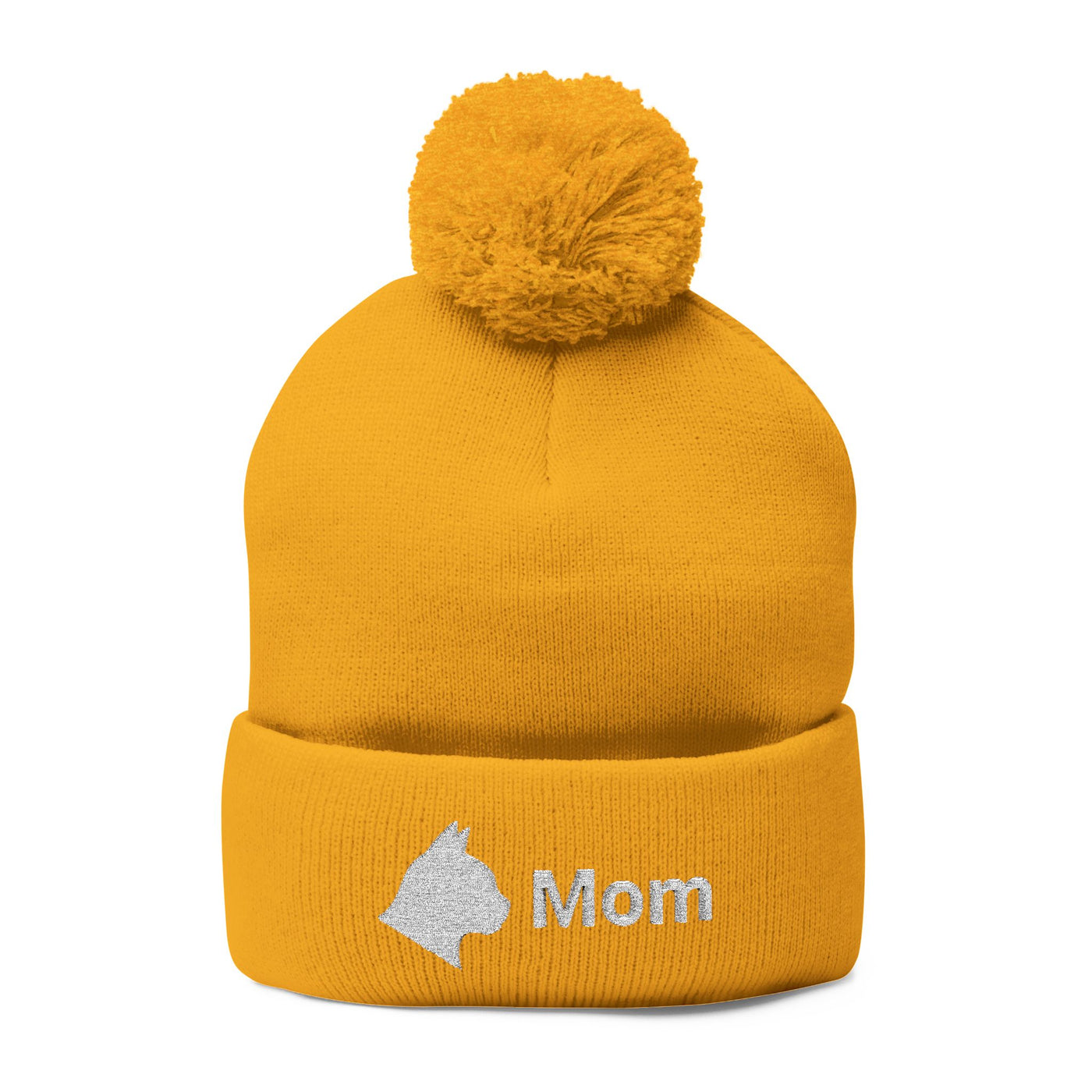 Embroidered Cat Mom Pom-Pom Knit Cap