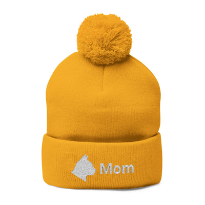 Embroidered Cat Mom Pom-Pom Knit Cap