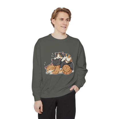 3 Cute Sleeping Cats Cozy Graphic Unisex Crewneck Sweatshirt style 7