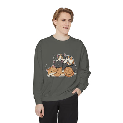 3 Cute Sleeping Cats style 7 Cozy Graphic Unisex Crewneck Sweatshirt
