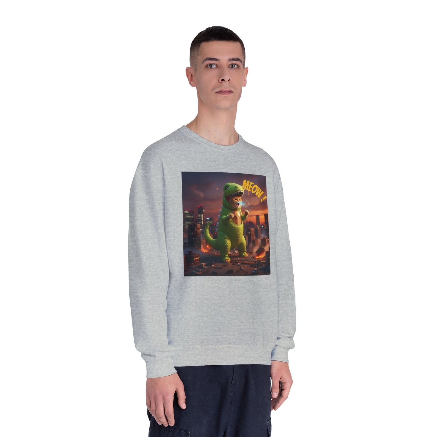 Tyrannosaurus Cat in city Unisex NuBlend Sweatshirt style 2