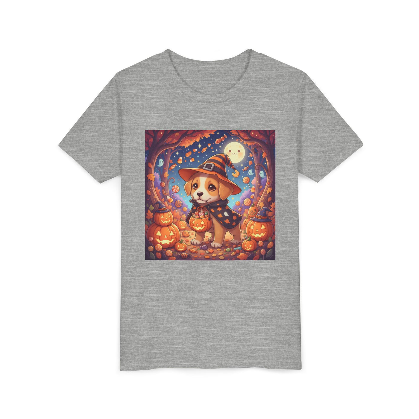 Halloween cute puppy anime style 1 Youth Tee, Short Sleeve T-Shirt, Kids Halloween Apparel, Cute Dog Tee, Fall Outfit for Children