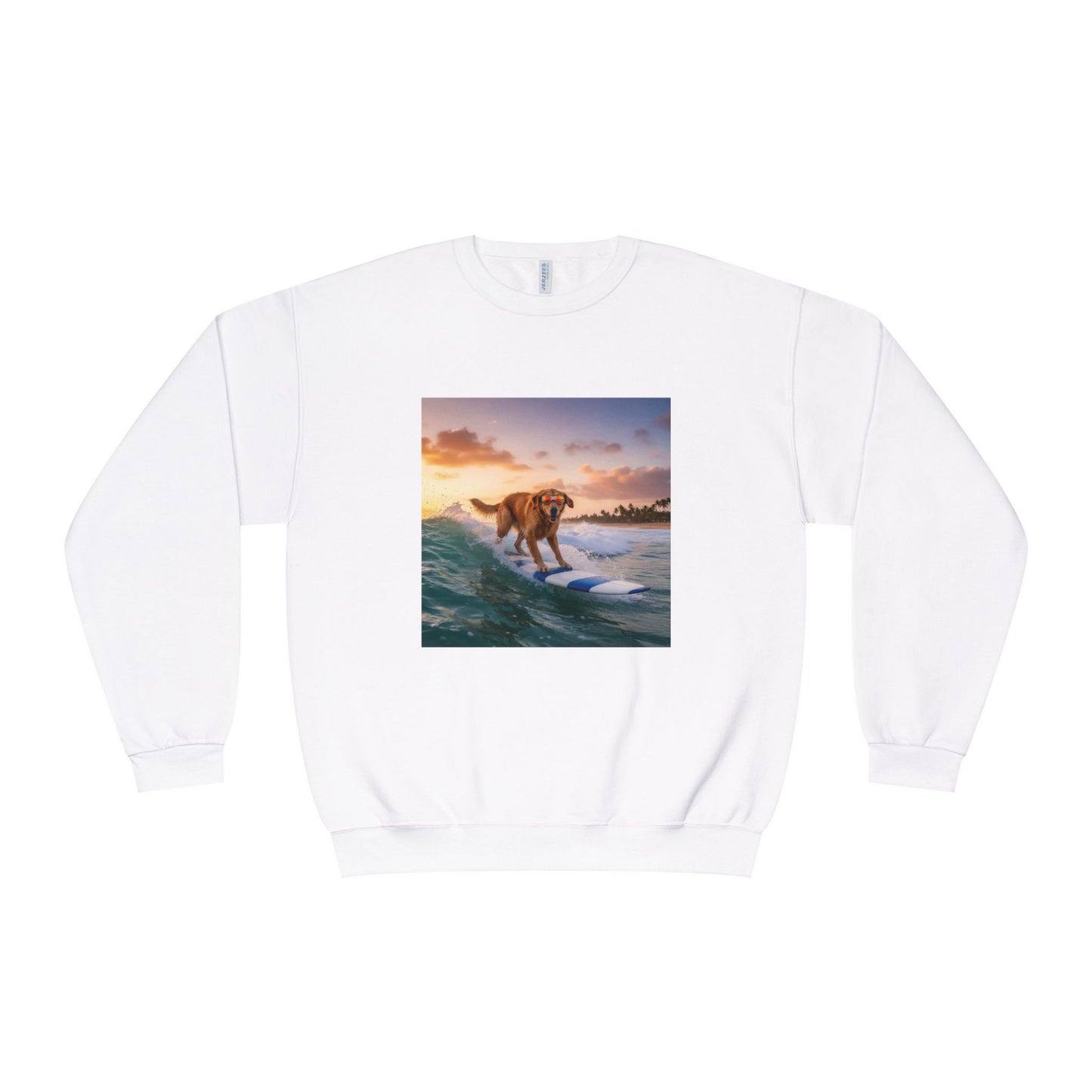 Surfing Dog Graphic Unisex NuBlend Crewneck Sweatshirt style 1