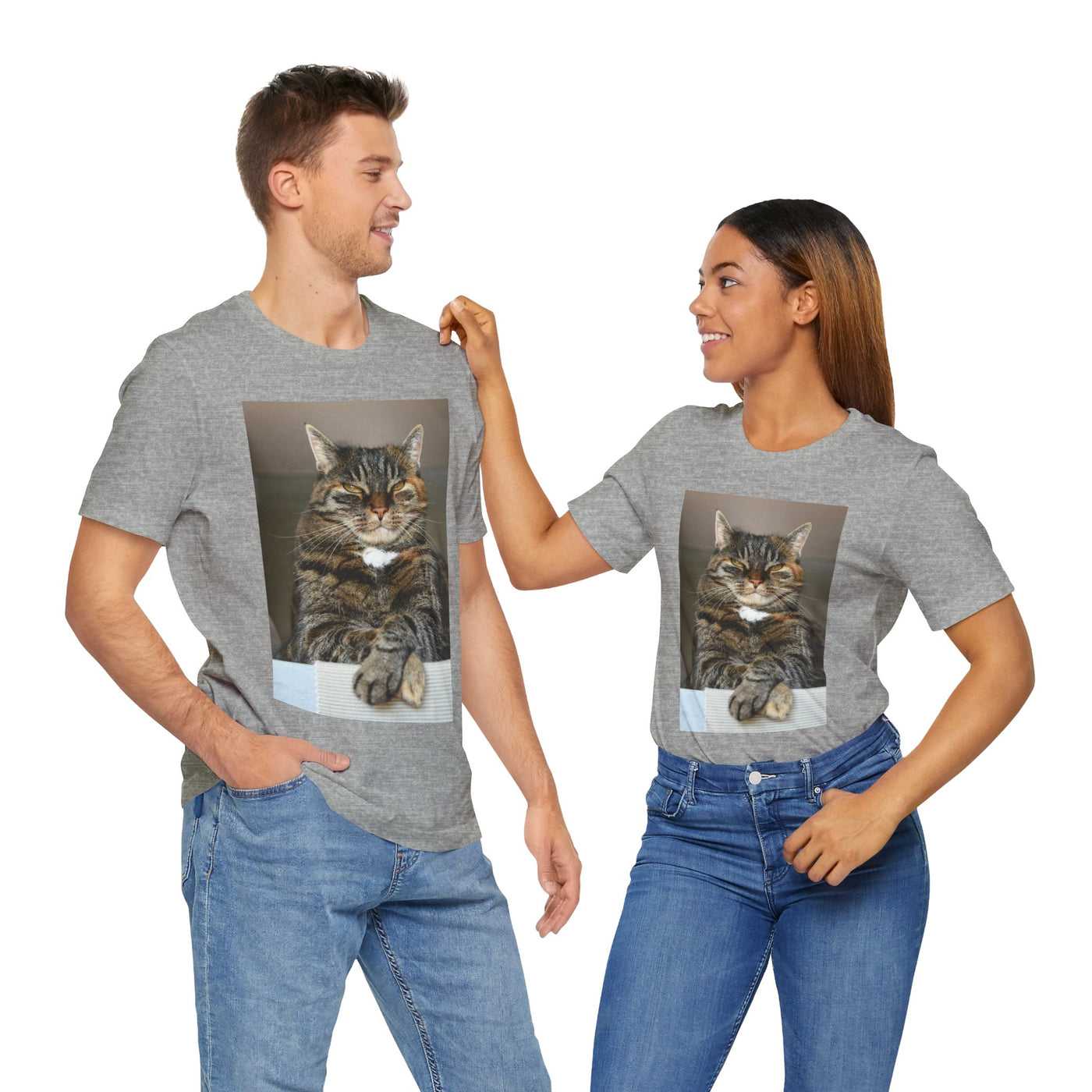 Brown Cat looks at you - Unisex Jersey Short Sleeve Tee
