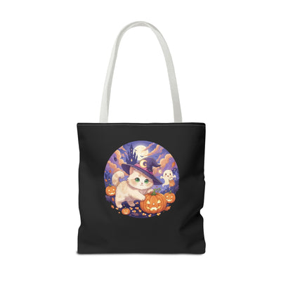 Halloween Cat anime style Tote Bag, Spooky Pet Lovers Gift, Boho Halloween Bag, Witchy Cat Tote, Fall Festivities Accessory