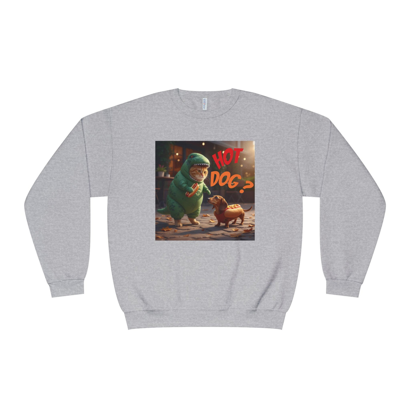 Tyrannosaurus Cat & Hot Dog Unisex NuBlend® Crewneck Sweatshirt