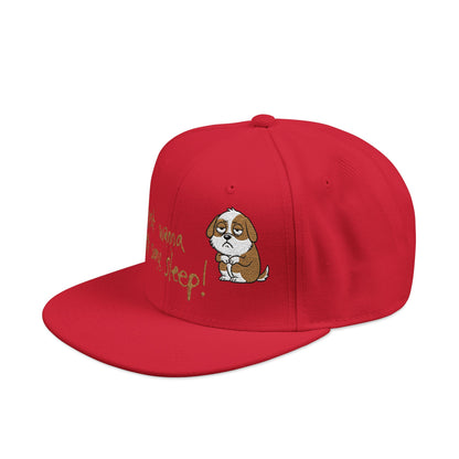 I just wanna get some sleep Embroidered Cute Puppy Snapback Hat