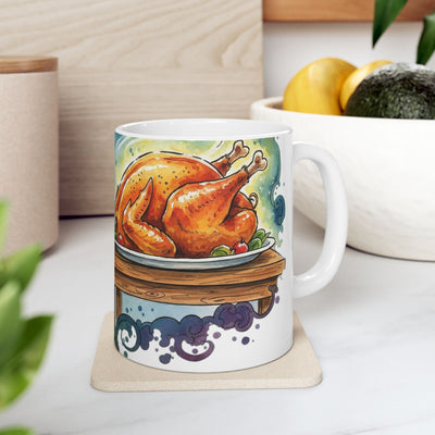 Cute Puppy with Thanksgiving Turkey Ceramic Mug 11oz