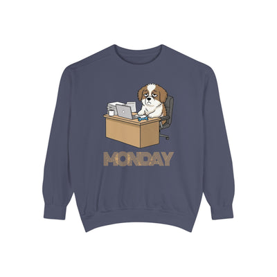 Monday Face Dog Stares Blankly Unisex Crewneck Sweatshirt style 3